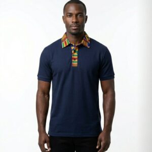 Polo Wax Col Kente Bleu Marine