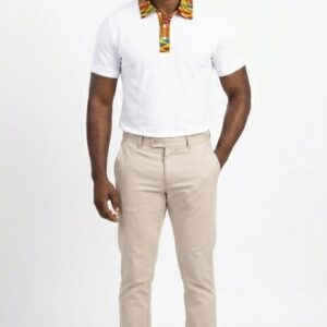 Polo Wax Col Kente Blanc