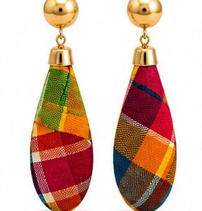 Boucles d'Oreilles Goutte Madras Créole