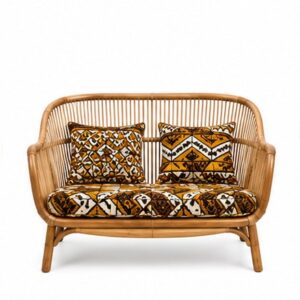 Banquette Rotin Wax Ocre & Blanc