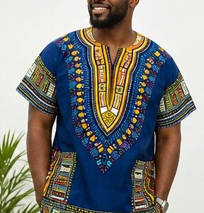 Tunique Dashiki Homme Bleu